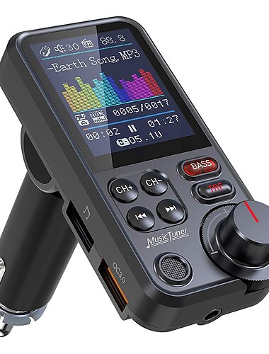 BT93-reproductor MP3 con Bluetooth para coche, ajuste de música, bajo alto y ecualizador de bajo, transmisor FM Trasmettitore fm Kit per auto Bluetooth Vivavoce per auto Bluetooth Auto MP3 modulatore