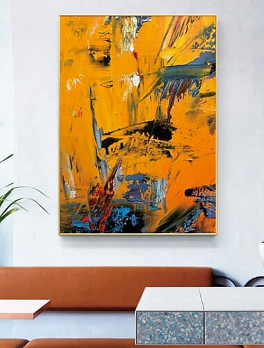 Handmade ręcznie malowany obraz olejny wall art nowoczesny abstrakcyjny pomarańczowy rysunek malarstwo home decoration decor walcowane płótno bez ramki nierozciągnięty!