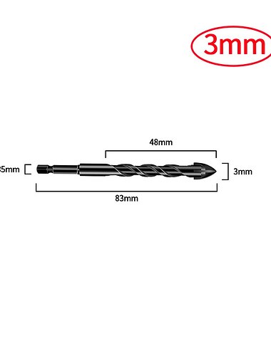 3-12 mm Kreuzsechskant-Fliesenbohrer Universal-Bohrer-Kits für Wandbeton Glaskeramik-Lochöffner Metall-Dreieck-Bohrer-Set