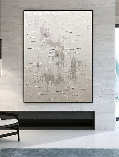 håndlaget oljemaleri lerret veggkunst dekorativ abstrakt knivmaling landskap hvit til hjemmeinnredning rullet rammeløst ustrukket maleri