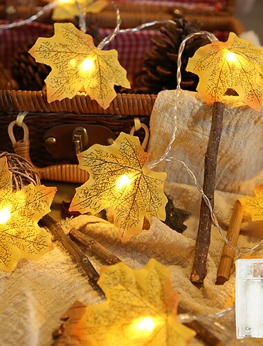LED Naruvalo Vaahteranlehti Syksy LED Keijunaruvalot 3M-20LEDs 1.5M-10LEDs Paristo tai USB Käyttö Seppelevalo Joulu/Halloween Juhla Koti Puutarha Lomakoristelu