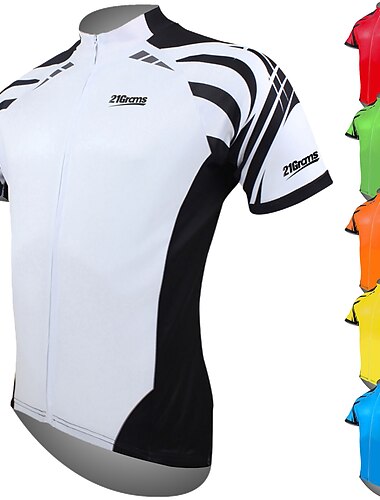  21Grams Men\'s Cycling Jersey Short Sleeve Bike Jersey Top with 3 Rear Pockets Mountain Bike MTB Road Bike Cycling Breathable Ultraviolet Resistant Front Zipper Lightweight White Yellow Red Polyester