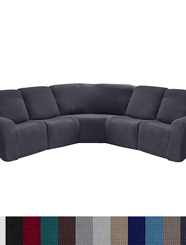 Housse de canapé sectionnelle en L Housse de canapé inclinable Housse de canapé d'angle bordeaux Housse de canapé inclinable extensible lavable (4 housses de dossier, 4 housses de siège, 1 housse de