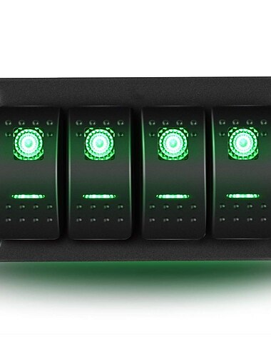 Painel de alternância do painel do interruptor do balancim de alumínio de 4 células 5 pinos liga / desliga pré-com fio interruptor de luz de fundo vermelho para carro marinho rv