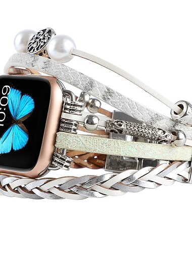 Bijoux Bracelet Compatible avec Bracelet Apple Watch 38mm 40mm 41mm 42mm 44mm 45mm 49mm Luxe Cuir PU Bracelet de remplacement pour iwatch Series Ultra 8 7 6 5 4 3 2 1 SE