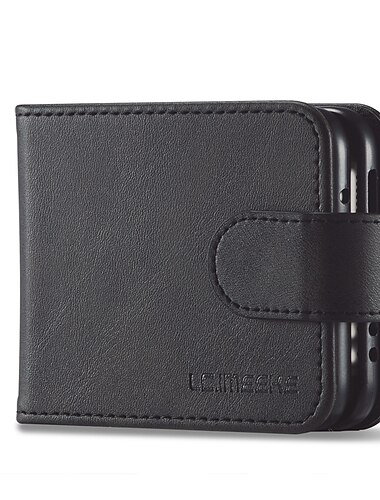 هاتف غطاء من أجل سامسونج جالاكسي زد فليب 7 زد فليب 6 Z Flip 5 Z Flip 4 Z Flip 3 أغطية قابلة للقلب قلب فتحات حامل البطاقة مسند الدراجة لون سادة الكمبيوتر الشخصي جلد PU