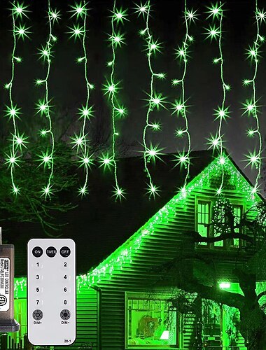 Luci a Tenda di Ghiaccio Natalizie Esterne per Finestra 6x1M-300LED Collegabili 9 Colori Luce da Finestra a Controllo Remoto Caldo Bianco RGB per Camera da Letto Festa di Natale/Spina EU/US/AU/UK