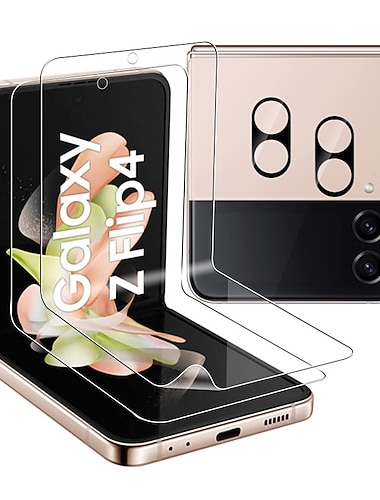 [2+2Pakke] Skjermbeskytter + Kamera Linsebeskytter Samsung Galaxy Z Flip 7 Z Flip 6 Z Flip 5 Z Flip 4 Z Flip 3 TPU Hydrogel 9H Hardhet Selvreparerende Anti Boller Anti-Fingeravtrykk Høy Definisjon