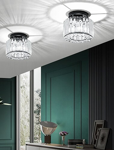 22 cm lampy sufitowe led kryształowe światło do przedpokoju ganek lekki metal malowane wykończenia nowoczesne 220-240v