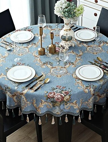 Okrągły obrus wiejski obrus wiosenny obrus okrągły obrus z tkaniny ogrodowej owalny prostokąt na piknik, wesele, jadalnię, wielkanoc, kuchnię