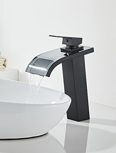 badkamer wastafel kraan - waterval nikkel geborsteld middenset enkele handgreep een gat badkranen