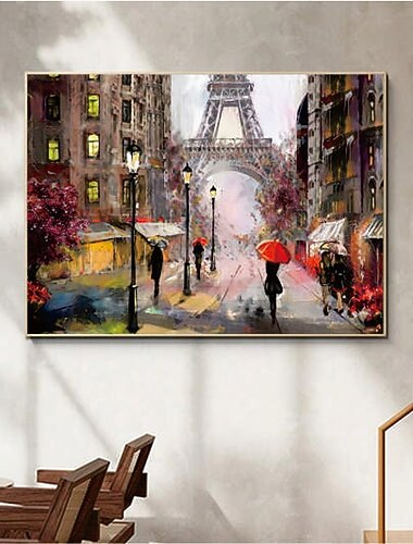 Handgefertigtes handgemaltes Ölgemälde Wandkunst abstrakte Regenstadt Straße Landschaftsmalerei Heimdekoration Dekor gerollte Leinwand kein Rahmen ungedehnt
