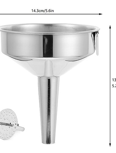 keittiööljyn nestesuppilo ruostumattomasta teräksestä valmistettu tölkkisuppilo irrotettavalla suodattimella leveäsuinen suppilo keittiön erikoistyökalu