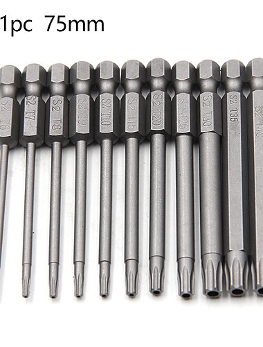 50-75-100 מ"מ פריחת שזיף חלולה מוארכת s2 אצווה ראש משושה שוק מברג ביט סט מברגים