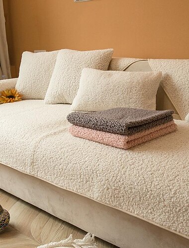 Lamb aksamitna sofa narzuta na sofę pokrycie siedzenia pokrowce na kanapę, ochraniacz na meble antypoślizgowe pokrowce na kanapę dla psów koty dzieci (sprzedawane na sztuki/nie wszystkie zestawy)