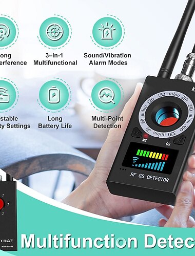 K18+ Bug Detector, RF Signal Scanner & Hidden Camera Detector, GPS Tracker Finder Anti Spy Device for Hotels, Home, Office, Travel Security, Anti-Eavesdropping Anti-Sneak Shooting