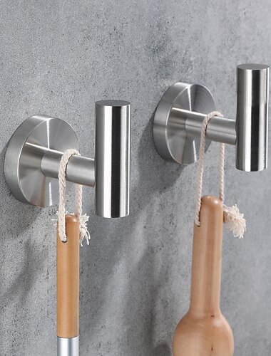 2 個のローブフック壁に取り付けられた洋服フック 304 ステンレス鋼バスルーム/キッチン用の高支持力フック