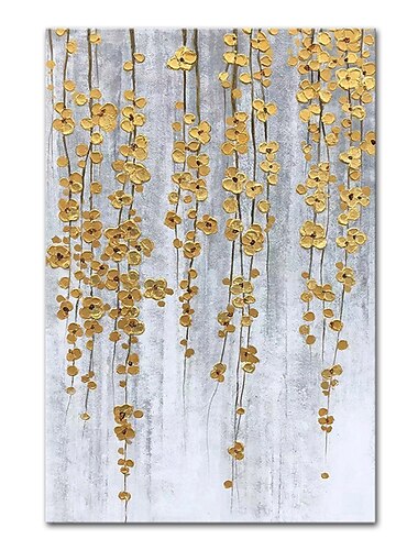 Mintura handgefertigtes Goldbaum-Blumen-Ölgemälde auf Leinwand, Wandkunst, Dekoration, modernes abstraktes Bild für Wohnkultur, gerolltes, rahmenloses, ungedehntes Gemälde