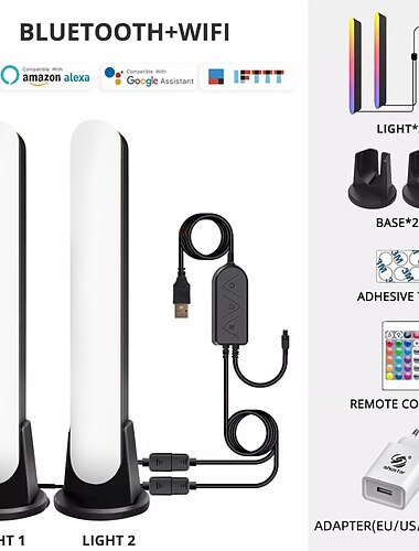 שלט רחוק Bluetooth APP WiFi LED אור חכם RGB אורות סביבה מתוזמנת מתואמת עם מוסיקה 12 מצבים קישוט חדר משחקים טלוויזיה