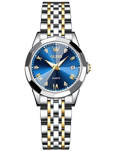 OLEVS Moederdag cadeau voor vrouwen kwarts horloge diamant creatieve minimalistische polshorloge luminescent kalender datum waterdicht roestvrijstalen horloge