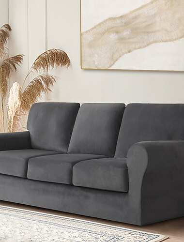 sofföverdrag i sammet plysch 3-sits sofffodral kuddfodral stretch sofföverdrag möbelskydd med kuddfodral, maskintvättbar