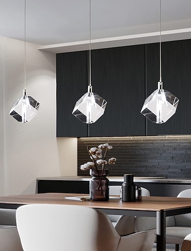 Μίνι κρεμαστό φως κρυστάλλου 9 εκατοστών 1 φωτός led μεταλλικό μίνι επιμεταλλωμένο φωτιστικά νησίδας μοντέρνο σύγχρονο στυλ κουζίνας τραπεζαρία οικιακού μπαρ φως 110-120v 220-240v