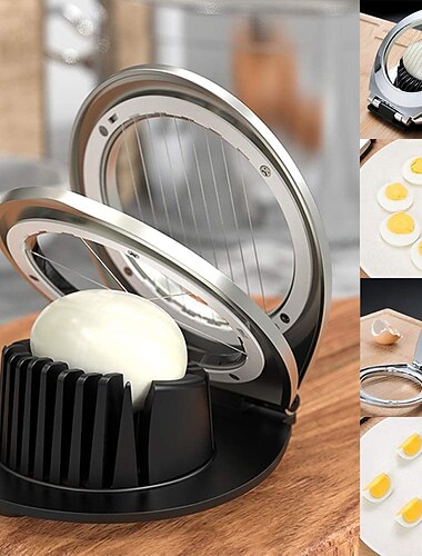 Egg Slicer, BIBURY Egg Slicer for Hard Boiled Eggs, Egg Cutter Heavy Duty for Strawberry Fruit Garnish Slicer, Stainless Steel Wire with 3 Slicing Styles, Easy to Clean