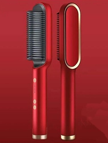 hår glattejern kam, 2-i-1 hår glatte børste til kvinder med 5 justeringstemp. & 10s hurtig opvarmning, anti-skoldning negativ ion hår glattejern stylingkam, der udglatter hår krus