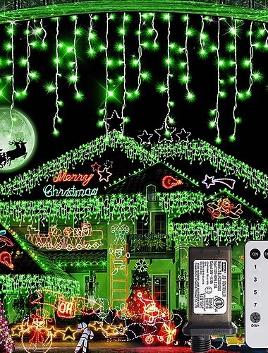 guirlandes de noël décoration extérieure 10m 400leds 8 couleurs 8 modes étanche blanc chaud blanc rvb avec 80 gouttes noël prise ue prise américaine prise britannique prise au