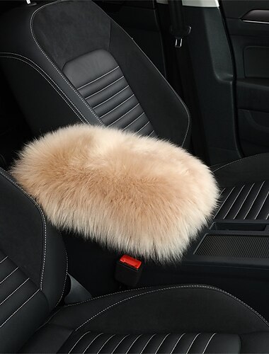 Funda de Consola Central de Auto Universal Funda de Apoyabrazos de Piel de oveja de cuero genuino Protector Esponjoso