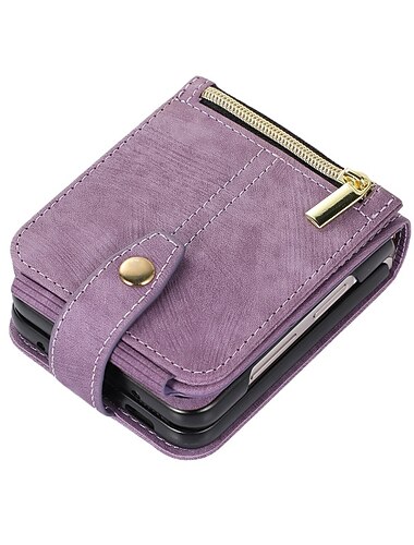 telefono Custodia Per Samsung Galaxy Z Flip 6 Z Flip 5 Z Flip 4 Z Flip 3 Custodia Portafoglio Portatile Cerniera Con Tracolla Removibile Tinta unita Pelle PU