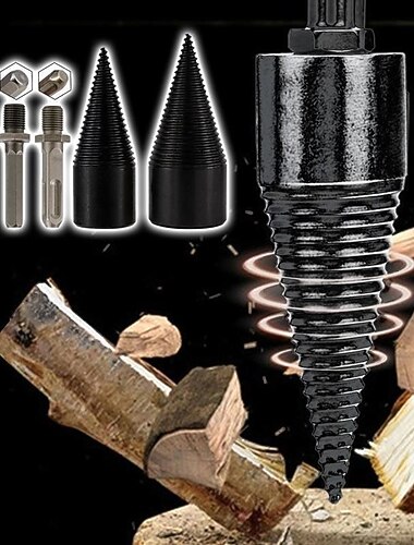 Fendeuse de bois de chauffage fendeuse ensemble de forets 6 pc ménage électrique fendu cône perceuse à bois 32-42mm bois de chauffage fendant peu