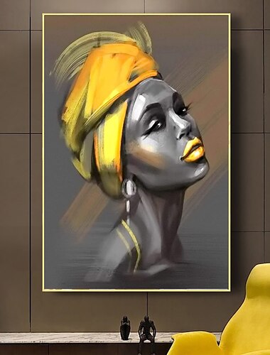 Peinture à l'huile faite à la main toile art mural décoration moderne femmes africaines figure portrait pour la décoration intérieure roulé sans cadre peinture non étirée