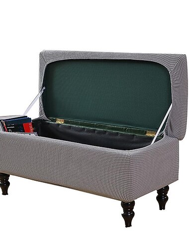 Ottomane-Bezug, rechteckiger Jacquard-Bezug mit Aufbewahrung, burgunderfarben, Ottomane-Bank-Schonbezüge, klappbarer Sitzbank-Bezug, Fußstützen-Hocker-Schonbezug für Schlafzimmer und Wohnzimmer