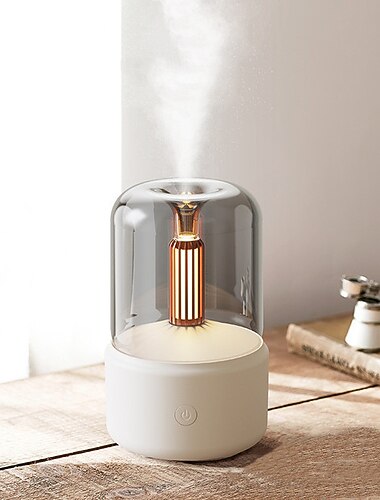 LED Smart Light Luftbefeuchter 120ML Aroma Diffusor Kerzenlampe Elektrischer Aromatherapie Diffusor Flammenbefeuchter USB Desktop Deko Nachtlicht