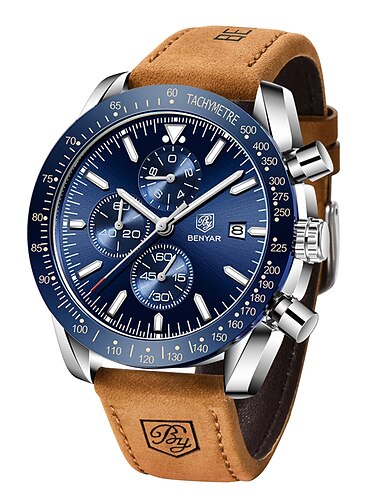 Relógios de Quartzo Masculinos Cronógrafo Movimento de Quartzo Analógico Estiloso Relógio de Pulso Designer Esportivo 30M à Prova d'Água Presente Elegante para Homens
