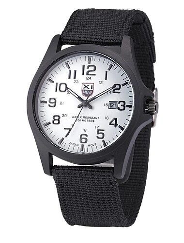 Relógio de Quartzo de Presente para homens Relógios Analógicos com Pulseira de Lona Relógio Casual com Data Automática Relógio Militar Verde Exército Relógio Esportivo Analógico Simples para Homens