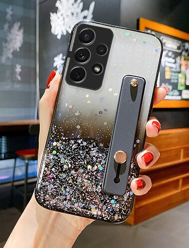 téléphone Coque Pour Samsung Galaxy S25 S23 S22 S21 FE S21 Ultra Plus A54 A32 Coque Arrière Protection complète du corps Avec Dragonne Bling Pailleté Brillant Silicone