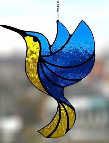 الطائر الطنان suncatcher معدن زجاج النافذة قلادة الأوكرانية الطائر الطنان suncatcher