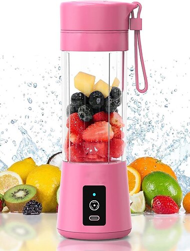 خلاط محمول شخصي مع خلاط عصير فواكه صغير قابل لإعادة الشحن USB خلاط بحجم شخصي للعصائر والهز كوب عصارة صغير للسفر 380 مل عصير فواكه حليب