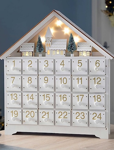 クリスマス アドベントカレンダー 木の家 LEDライト 24日間カウントダウン ストレージ オーガナイゼーション フィギュリン 室内 ホームデコ 2025新作