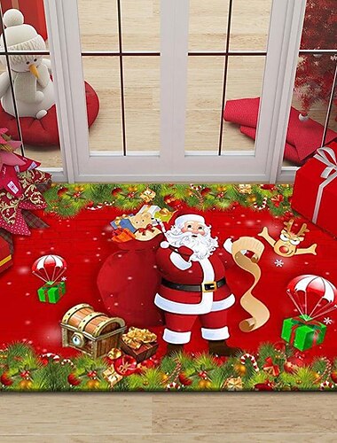 jul badmatta dörrmatta jultomten matta god jul dekorationer för hemmet 2023 xmas navidad natal presenter gott nytt år 2024 för badrum, kök, vardagsrum