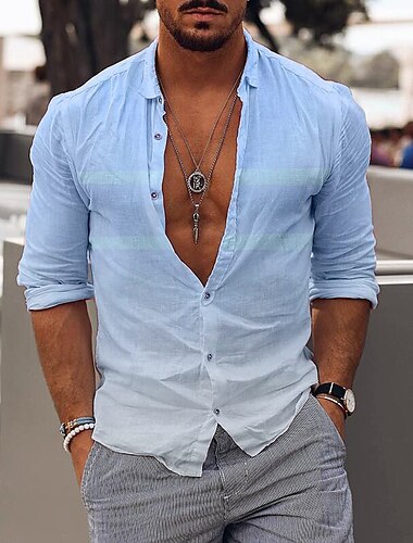  camicia da uomo manica lunga top button-down stampa collo sfumato street casual moda casual traspirante confortevole
