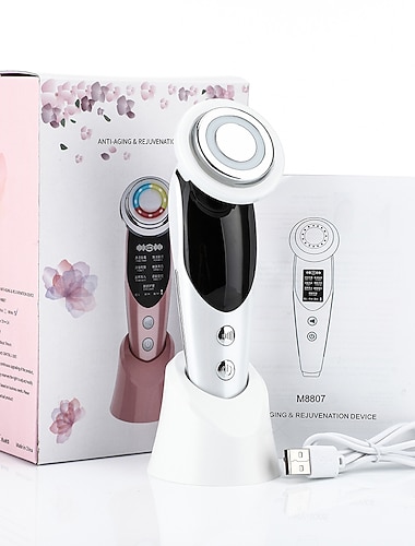 Dispositivi per il sollevamento facciale 7 in 1 Ringiovanimento della pelle a microcorrente RF Massaggiatore facciale Terapia della luce Anti-invecchiamento Apparecchiature di bellezza Regalo di San