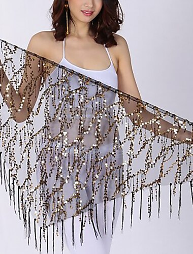  Belly Dance Hip Scarves Women\'s Performance Chinlon Sequin Hip Scarf Party Accessories