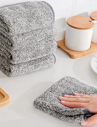 9 قطع الخيزران الفحم منشفة مناشف المطبخ ستوكات سميكة ماصة غير عصا النفط مسح خرقة تنظيف المنزل منشفة الصحون