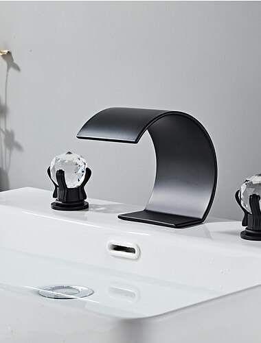 חדר רחצה כיור ברז - מפל מים מגולוון חורים צדדיים שתי ידיות שלושה חוריםBath Taps / פליז