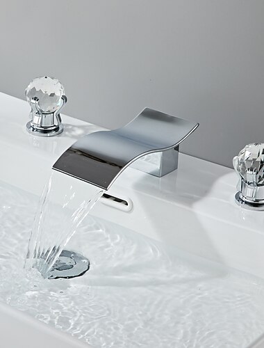 Lavandino rubinetto del bagno - Cascata Galvanizzato A 3 fori Due maniglie Tre foriBath Taps