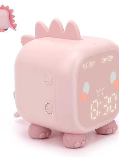Zegar alarmowy dla dzieci Cyfrowy zegar alarmowy do sypialni Uroczy zegar alarmowy z dinozaurem 'Trener snu' Światło budzenia i światło nocne z USB Zegar alarmowy dla chłopców i dziewcząt Prezenty na