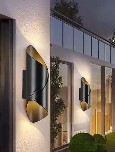 15w ulkosäänkestävä seinävalaisin 10,9 tuuman moderni led-seinävalaisin musta kulta / platina valualumiini seinäpesuvalaisin kuistille puutarha käytävälle parveke maisema ac85-265v